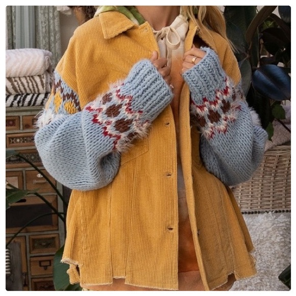 *LAST ONE* Winter Corduroy & Knitted Sleeve Jacket - Picture 2 of 13